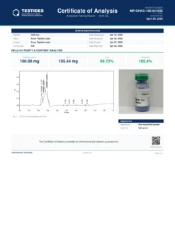 GHK-Cu COA Canada lab-tested copper peptide purity report