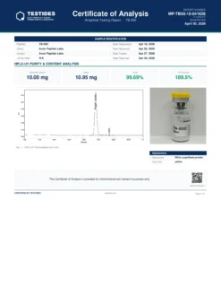 TB-500 COA Canada lab-tested peptide purity report