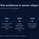 Timeline of key DSIP and Epitalon studies from 1977 to 2025 with the model used in each